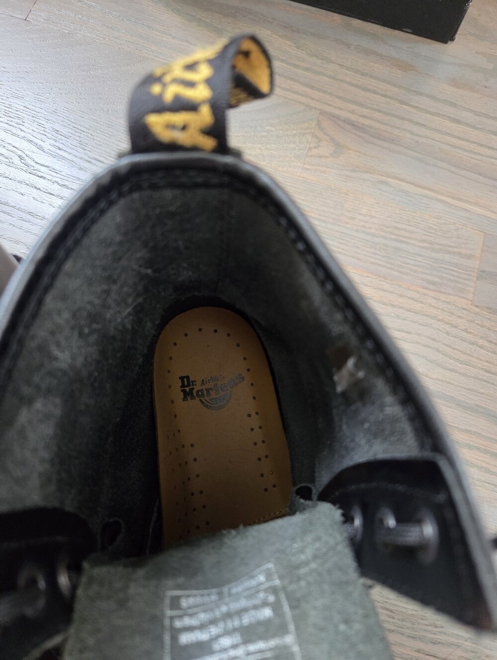 Dr. Martens Black Leather Lace-Up Combat Boots with Yellow Stitching - Picture 11 of 13